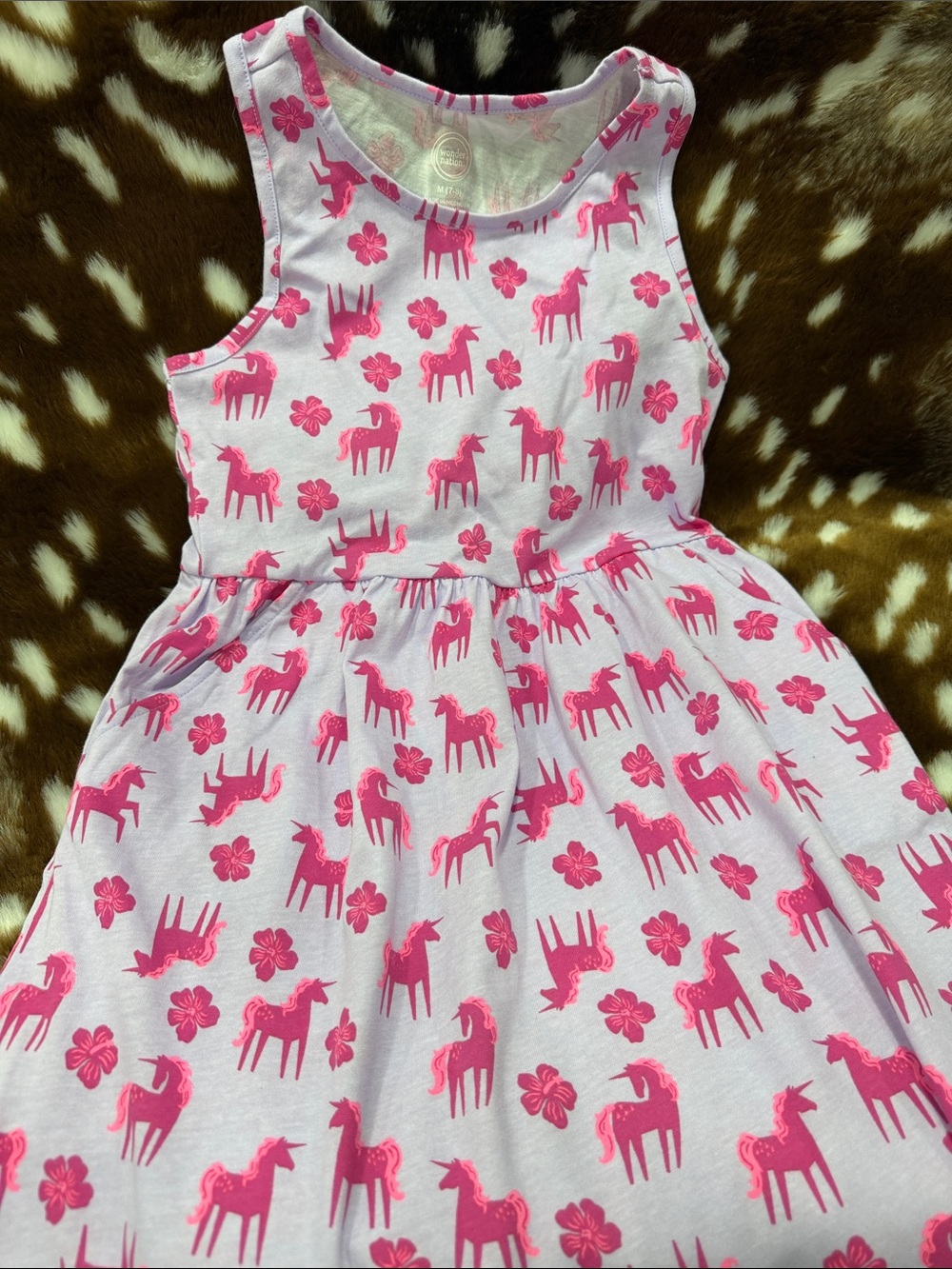 wonder nation Pink Unicorn & Floral Tank Dress